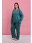 Kadın Büyük Beden Petrol Rengi Düğmeli Pijama Takımı 1