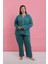 Kadın Büyük Beden Petrol Rengi Düğmeli Pijama Takımı 4