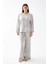 Kadın Oversize Gri Çiçek Desenli Pamuklu Kalın Pijama Takımı 1