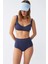 Kadın Basic Lacivert Pedli Yüksek Bel Bikini Takımı 2