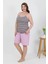 Kadın Büyük Beden Ip Askılı Penye Şortlu Takım Lila 3