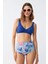 Kadın Pedli Yaprak Desenli Yüksek Bel Sax Bikini Takımı 2