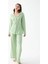 Kadın Yeşil Kalp Desenli Düğmeli Pamuklu Pijama Takımı 2