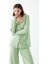 Kadın Yeşil Kalp Desenli Düğmeli Pamuklu Pijama Takımı 3