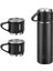 Stainless Steel Vacuum Flask Paslanmaz Çelik Bardaklı Termos 3 Bardaklı 500 ml 0,55 L Çelik Lacivert 3