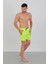 Erkek Fermuarlı Cepli Deniz Şortu Neon Yeşil 2