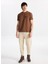 D5WM-TST3860 Açık Kahve Bisiklet Yaka Relaxed Baskılı Erkek T-Shirt 2