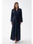 Kadın Uzun Lacivert Saten Sabahlık 1
