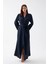 Kadın Uzun Lacivert Saten Sabahlık 3