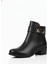 Siyah Yandan Toka Detaylı Fermuarlı Deri Görünümlü Mevsimlik Klasik Kadın Kısa Bot Bootie 5