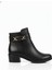 Siyah Yandan Toka Detaylı Fermuarlı Deri Görünümlü Mevsimlik Klasik Kadın Kısa Bot Bootie 6
