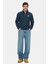 Leon Lacivert Yarım Fermuar Baskılı Dik Yaka Standard Fit Erkek Sweatshirt 8