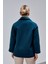 Petrol Mavi Oversize Fermuarlı Kaşe Ceket 6