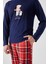 Erkek Yumuşak Dokulu Ayıcık Baskılı Ekose Desenli Pijama Takımı 5