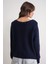 69633 Kadın Kayık Yaka Yün Karışımlı Premium Triko Kazak Lacivert 6