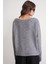 69633 Kadın Kayık Yaka Yün Karışımlı Premium Triko Kazak Gri 6