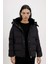 Su Geçirmez Puffer Şişme Mont Kapüşonlu Fermuar Çıtçıt Kapmalı Cepli C9523AX24WN 3