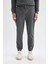 %100 Pamuk Yazlık Jogger Pantolon Basic Düz Beli Bağcıklı Cepli Lastikli Paça D7782AX24AU 4