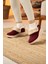 Kadın Süet Kürklü Ortopedik Ayakkabı SS001-0378 Bordo 4