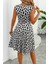 Kadın Sıfır Kollu Önden Çapraz Detaylı Leopar Desenli Süprem Elbise 2