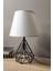 Piramit Siyah Ayaklı Abajur Masa Lambası Krem Şapka Salon Yatak Odası Abajur 2