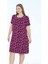 Büyük Beden Desenli Kısa Kollu Biyeli Esnek Viskon Gecelik 1