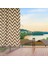Halkalı Kornişli Kahve-Krem Zikzak Desenli Su Geçirmez Balkon Perdesi Gölgelik Branda 3