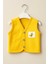 Unisex Bebek Pamuklu Sarı Arı Desenli Çıtçıtlı Yelek - Çiçek Düğme Detaylı 1