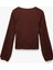 Slim Fit Uzun Kollu V Yaka Fiyonk Bağlama Detaylı Dokulu Bluz 2