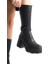 Moki Premium Siyah V Detaylı Yüksek Rahat Topuklu Kısa Çizme 2