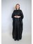 Işıltılı Siyah Jakar Kumaş ve Iç Elbiseli Sendi Kumaş Ikili Takım Abaya 1
