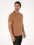 Erkek Kahverengi Regular Fit %100 Pamuk Bisiklet Yaka Basic T-shirt 50319801-VR153 3