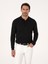 Erkek Siyah Regular Fit Yün Karışımlı Polo Yaka Basic Triko Kazak 50318855-VR046 1
