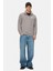 Leon Koyu Gri Yarım Fermuar Baskılı Standard Fit Erkek Sweatshirt 3