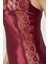 Bordo Saten Dantelli Gecelik Sabahlık Takım 4438 4