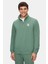 Leon Adaçayı Yeşili Yarım Fermuar Baskılı Standard Fit Erkek Sweatshirt 1