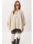 Düğmeli Triko Panço LXA0021 Bej 3