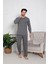 Ercan Erkek Gri Üst Cepli Pijama Takımı 4