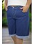 Beli Lastikli Cepli Büyük Beden Jean Kot Kapri Şort Bermuda 1