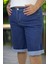 Beli Lastikli Cepli Büyük Beden Jean Kot Kapri Şort Bermuda 2