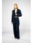 Kadın Lacivert Geniş Yaka Crop Blazer 2