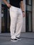 Erkek Keten Cepli Çıma Dikişli Jogger Buggy Pantalon Rahat Kalıp - Beyaz 1