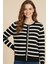 Basic Düğmeli Çizgili Uzun Kollu Ince Triko 1