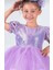 Payetli Mor Işıklı Elbise Kostüm + Mor Bubble Saç + Mor Babet Seti Kuromi Prenses Düğün Parti 3