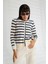 Basic Düğmeli Çizgili Uzun Kollu Ince Triko 1