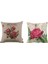 2x Çiçek/çiçek Keten Dekoratif Atış Yastık Kılıfı Yastık Kapağı Ev Kanepe Dekoratif (Gül Çiçek ve 3 Gül) (Yurt Dışından) 1