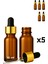 5’li 10 ml Amber Cam Serum Şişesi + Gold (Altın) Metal Kapaklı Siyah Uçlu Damlalık 1