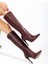 LS-226 Bordo Cilt Fermuarlı Lastikli Ince Yüksek Topuklu Kadın Çizme 2