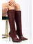 LS-226 Bordo Cilt Fermuarlı Lastikli Ince Yüksek Topuklu Kadın Çizme 3
