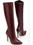 LS-226 Bordo Cilt Fermuarlı Lastikli Ince Yüksek Topuklu Kadın Çizme 4